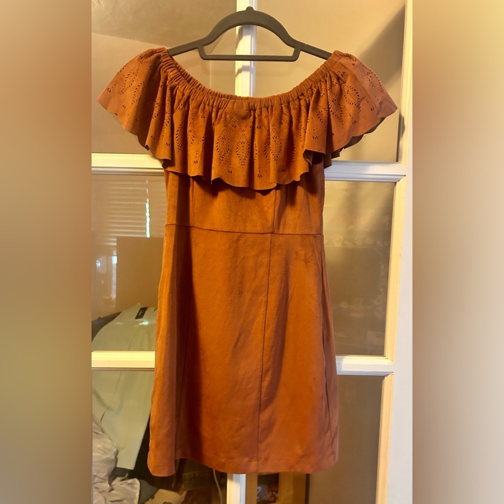Shyanne Off-Shoulder Suede-Look Mini Dress